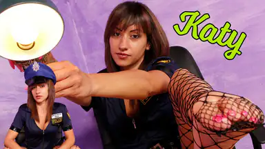 Sexy Cop Katia Casadei Shows Off her Fishnet-Clad Feet