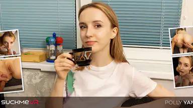 Polly Yangs sucks her finger and touches herself