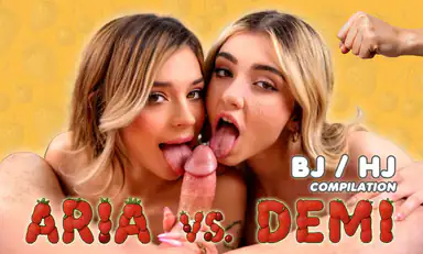 Aria vs Demi Taboo Blowjob Handjob Compilation