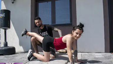 Fucking is the best exercise - Yoga Session intrerrupted by his big hard dick