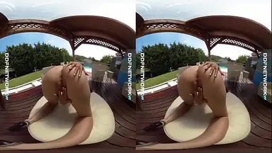 Ddfnetwork VR Poolside VR Striptease with Alice